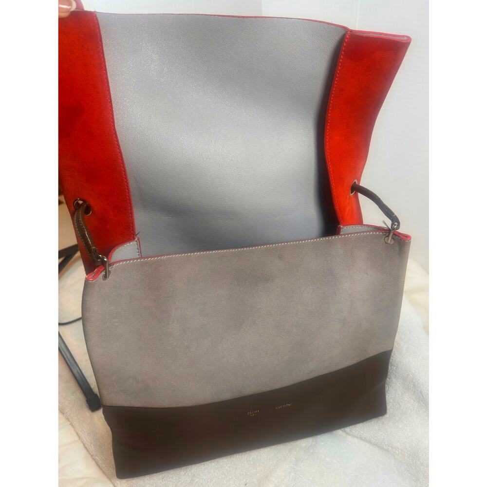 Celine Suede & Leather Shoulder Bag Brown Large Hobo Gold Hardware - Picture 10 of 14